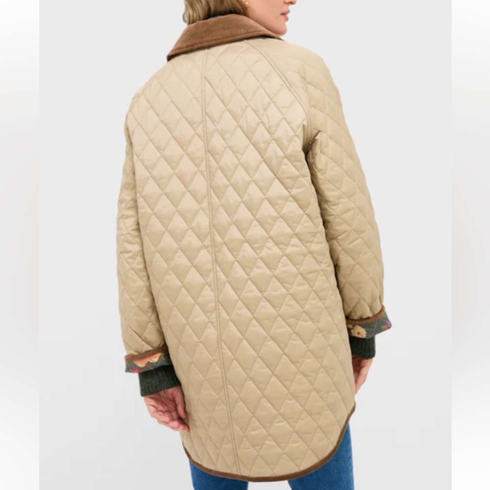 Barbour X Tuckernuck Miley Women's Beige Quilt Jacket in Light Fawn Size 10 - Picture 4 of 12